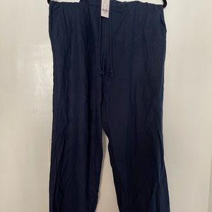 Linen blend wide leg pants